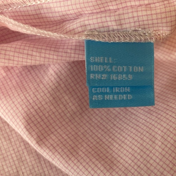 J. McLaughlin Embroidered V-Neck Tunic Lightweight Check Pink Blue Sz M Preppy - Picture 13 of 15